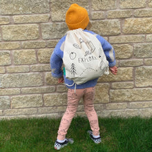 'Little Explorer' Kids Kit Bag - Screen printed hand-drawn design on organic cotton