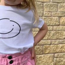 Smiley Tee - Organic white cotton, 3-8 yrs - NEW!