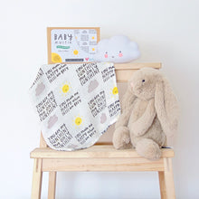 You Are My Sunshine Baby Muslin - 100% bamboo, 60 x 60cm square, NEW to The Lullaby Collection