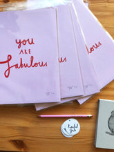 You are FABULOUS * NEW * Art print, size A4, unframed, light pink & red design
