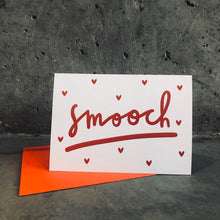 Smooch Valentines Card - A6 Greetings card with red envelope - Printed on quality recycled card