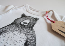 Bear Babygrow/Babyvest * Mr Bear Short sleeved * Screen printed on super soft cotton - available in white & grey, in sizes 0-3 months upto 12 months * Gift wrapped too*