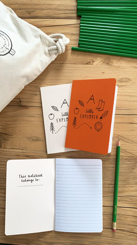 Little Explorer Notebook & pencil gift set - size A6, lined paper, recycled paper stock