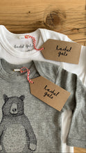 Mr Bear Babygrow/Babyvest * Long sleeved * Super soft, 100% organic cotton - WHITE & GREY -3 sizes available