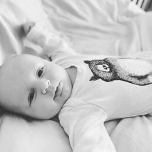 Mr Bear Babygrow/Babyvest * Long sleeved * Super soft, 100% organic cotton - WHITE & GREY -3 sizes available
