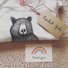 Mr Bear Babygrow/Babyvest * Long sleeved * Super soft, 100% organic cotton - WHITE & GREY -3 sizes available