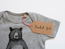 Bear Babygrow/Babyvest * Mr Bear Short sleeved * Screen printed on super soft cotton - available in white & grey, in sizes 0-3 months upto 12 months * Gift wrapped too*