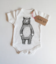 Bear Babygrow/Babyvest * Mr Bear Short sleeved * Screen printed on super soft cotton - available in white & grey, in sizes 0-3 months upto 12 months * Gift wrapped too*