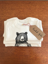 Mr Bear Babygrow/Babyvest * Long sleeved * Super soft, 100% organic cotton - WHITE & GREY -3 sizes available