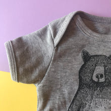 Bear Babygrow/Babyvest * Mr Bear Short sleeved * Screen printed on super soft cotton - available in white & grey, in sizes 0-3 months upto 12 months * Gift wrapped too*