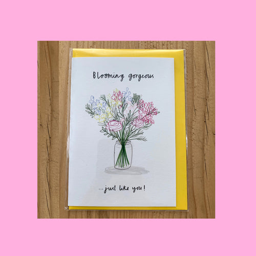 Blooming Gorgeous! NEW greetings card with a yellow envelope - 100% planet-friendly materials