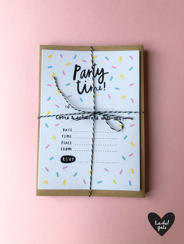 Party Invitations - Choose from 3 designs - Pack of 10 with envelopes - 100% eco friendly materials!