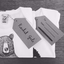 Mr Bear Babygrow/Babyvest * Long sleeved * Super soft, 100% organic cotton - WHITE & GREY -3 sizes available
