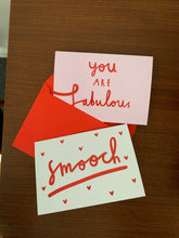 Smooch Valentines Card - A6 Greetings card with red envelope - Printed on quality recycled card