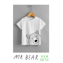 Mr Bear Kids T-shirt SS21 - Organic cotton in both white/grey, 3-8 yrs - NEW!