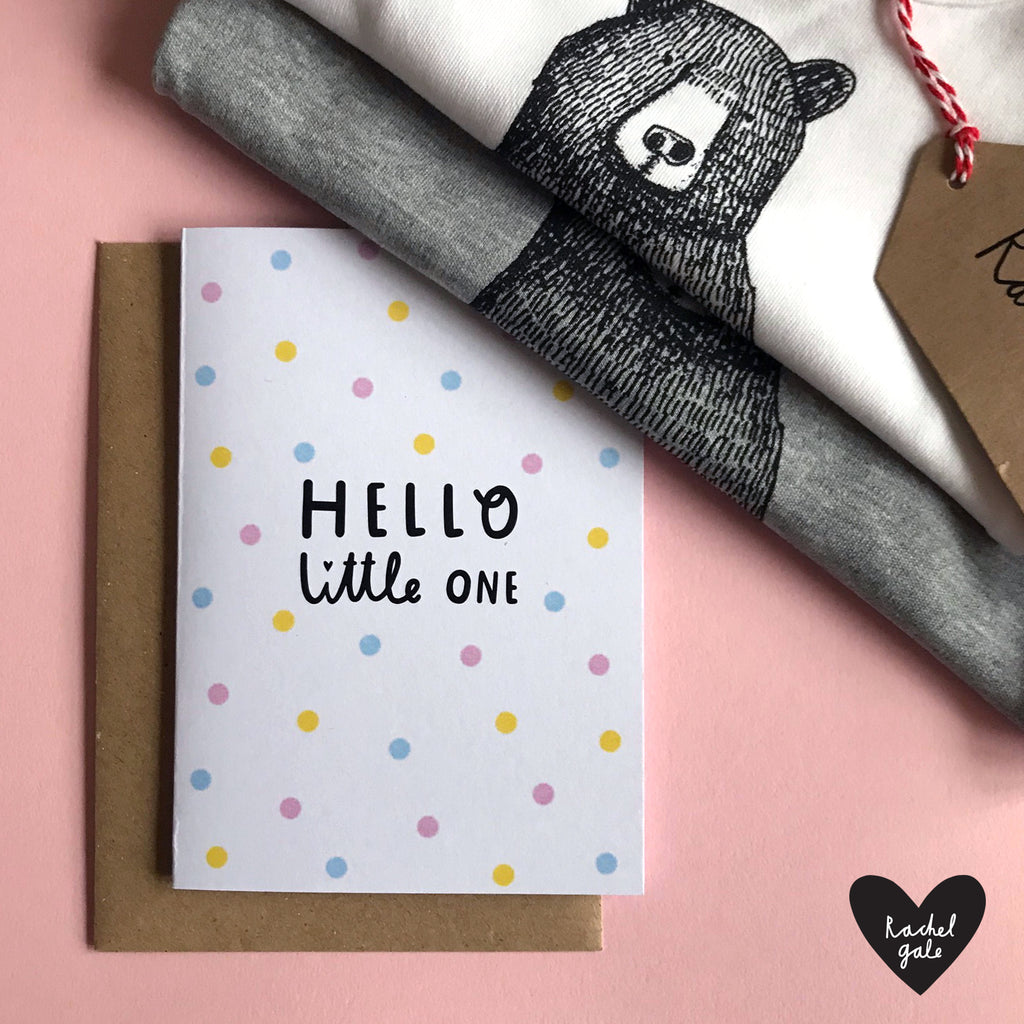 HELLO LITTLE ONE - A6 Greetings card with envelope - Printed on qualit ...