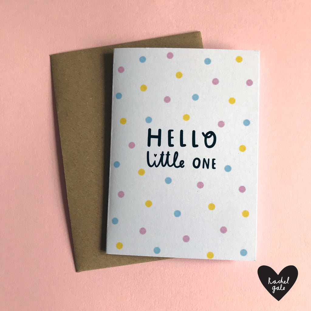 HELLO LITTLE ONE - A6 Greetings card with envelope - Printed on qualit ...