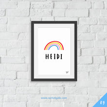 NEW 'Be a RAINBOW' Personalised Name art print- size A4