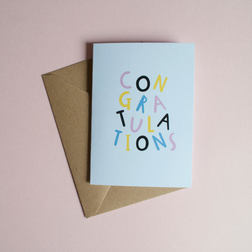 CONGRATULATIONS - A6 Greetings card with envelope - Printed on quality recycled card
