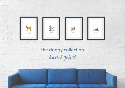* The Doggy Collection * NEW art prints, 4 doggy designs * 100% recycled paper, A4 unframed,