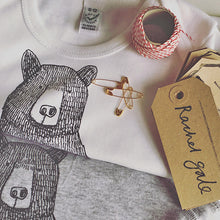 Mr Bear Babygrow/Babyvest * Long sleeved * Super soft, 100% organic cotton - WHITE & GREY -3 sizes available