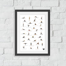 Yoga Pose Poster/Art Print  - 'Happy Yogis' - Size A3 & A2 - Unframed Rachel Gale illustrated print, quality recycled paper stock